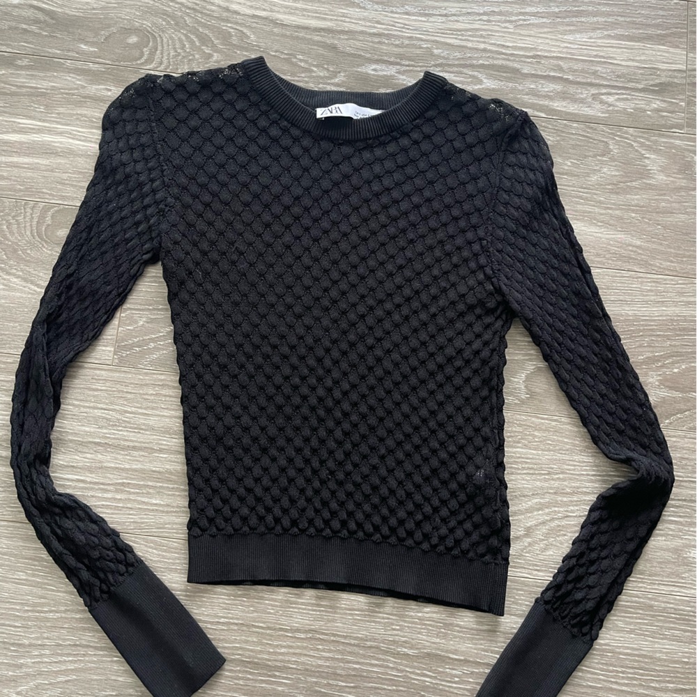 Zara Black Crochet Top